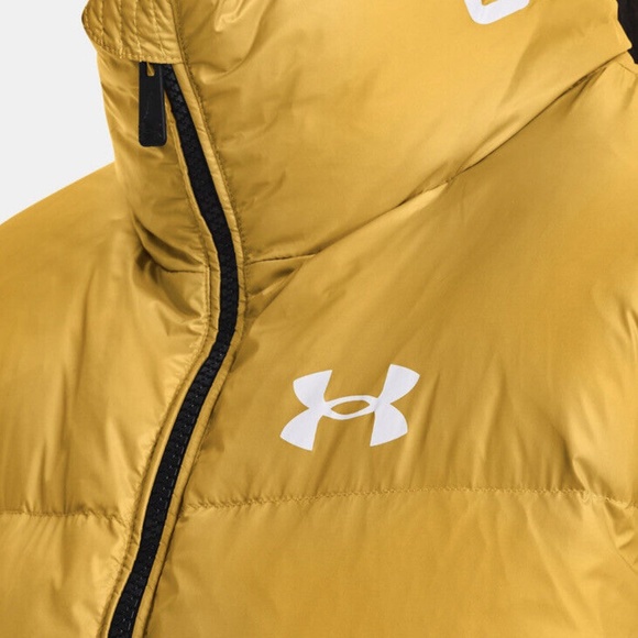 Under Armour Womens Down Puffer Full Zip Hooded Jacket Mustard Sz L 1373443-782 - Picture 4 of 16
